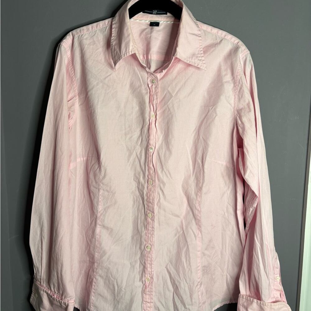 Gap Pink & White Striped Button Down Shirt 16 - Picture 2 of 8